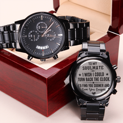 To My Soulmate Turn Back the Clock (Charcoal Black) – Men's Watch