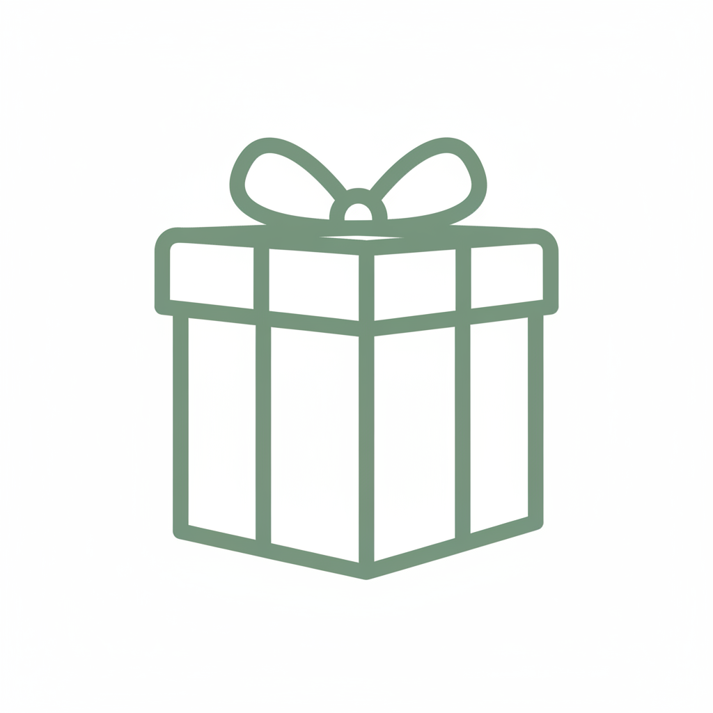 Gift Box Icon - Sage Green Outline