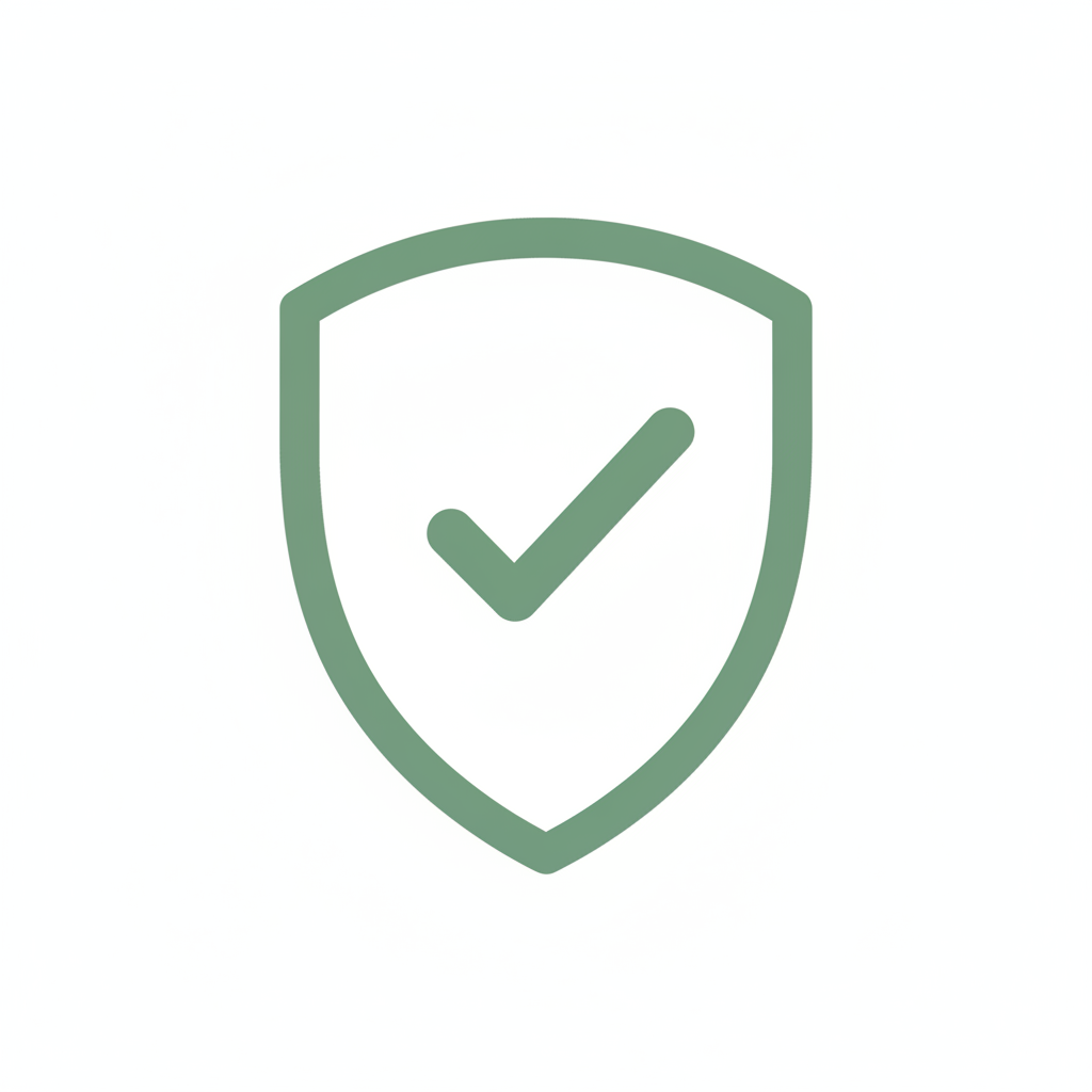 Safety Shield Icon - Sage Green Outline